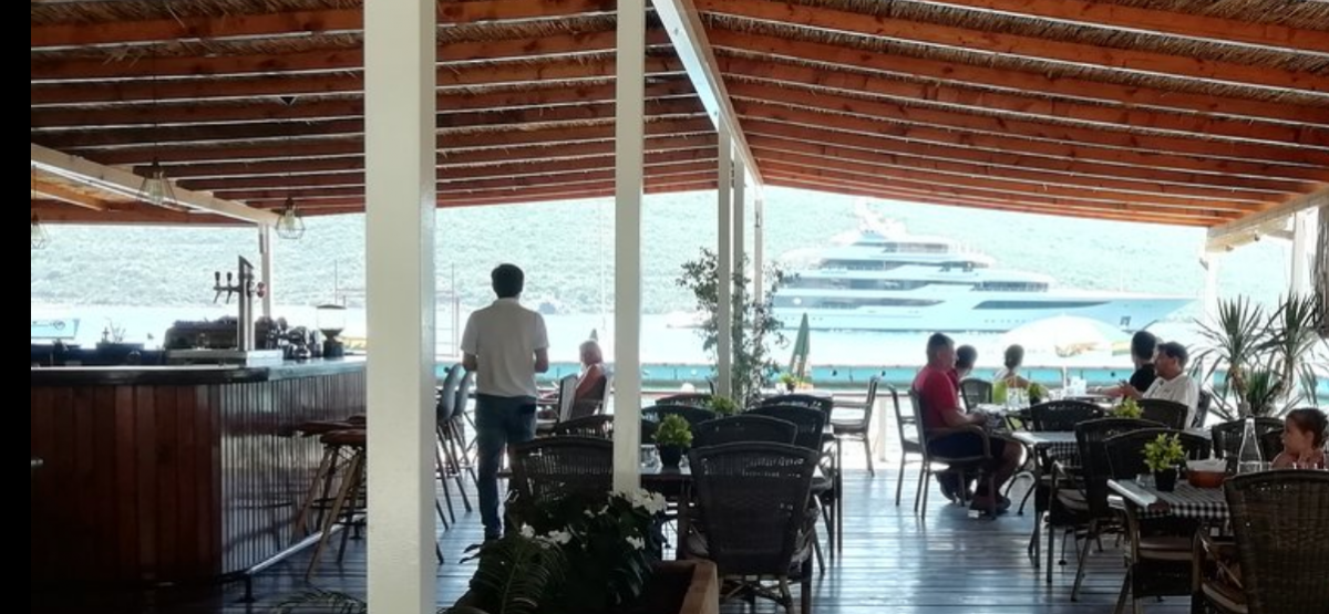 This is a photo of a seaside restaurant in Montenegro.