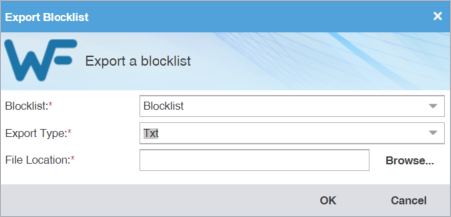 Export blocklist dialog