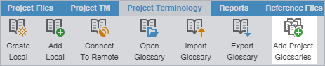 Add project glossaries button