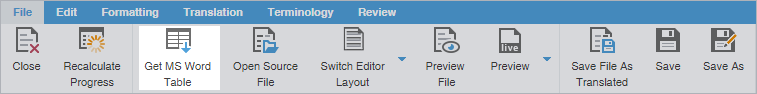 Get MS Word table button