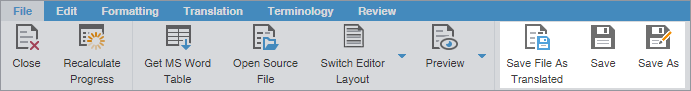 File tab showing the Save and Save All buttons