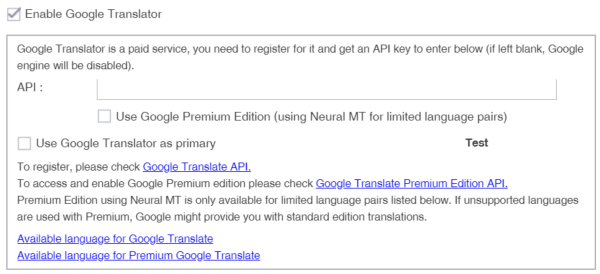 Enable Google Translator pane