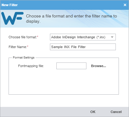 New filter dialog