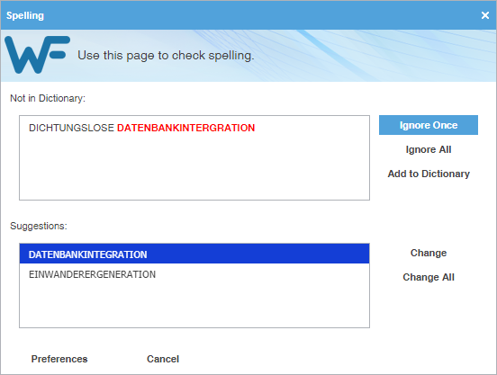 Spelling dialog